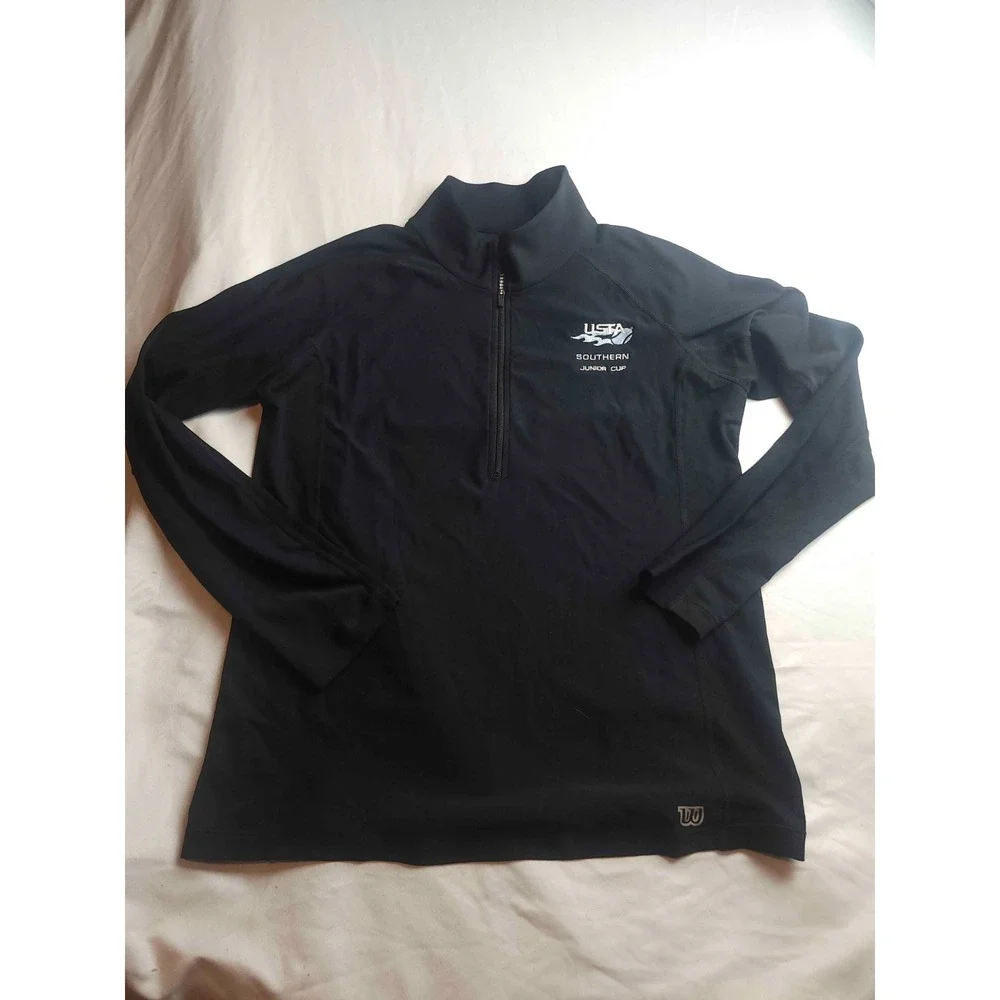 USTA Southern Junior Cup Wilson Pullover Men M Black Sporty Performance Athletic